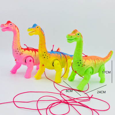 Street stalls hot new line led dinosaur toys electric dolls glowing sound pull line children toys wholesale