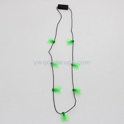 ZD Glowing LED Spider Necklace Christmas Halloween Party Products Factory Direct Sales Foreign Trade Popular Style