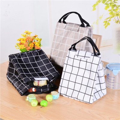Factory Direct Sales Plaid Insulated Bag Portable Lunch Bag Waterproof Insulated Lunch Box Bag Ice Pack Hand Carry Heat Preservation Bag