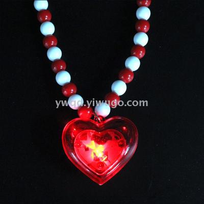 ZD Factory Direct Sales Foreign Trade Popular Style Luminous Led Heart Love Heart Necklace Halloween Christmas Party Products