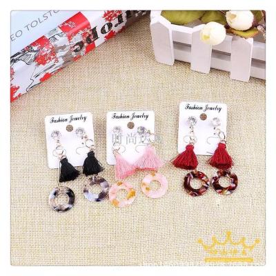 DIY handmade jewelry accessories magic acid single hollowed out round personalized earrings earrings drop