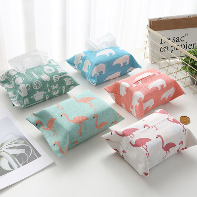 Cotton and linen tissue bag cover Cotton and linen simple small fresh animal tissue box dining room living room kitchen paper set