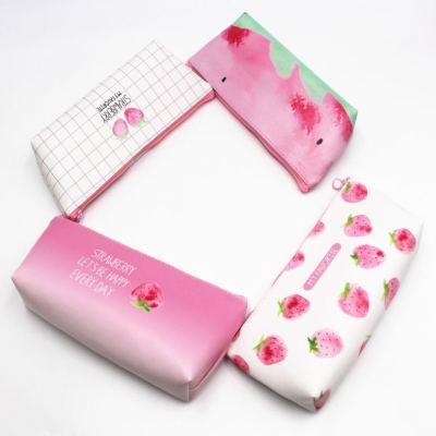 Selling small fresh and fresh creative strawberry pen bag lovely student girl pencil bag storage bag large capacity