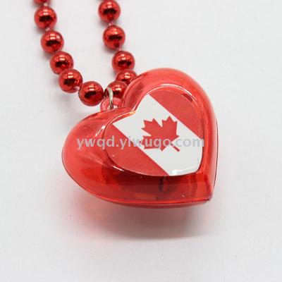 ZD-LED Love Glowing Necklace Customizable National Flag Halloween Christmas Hot Party Products Factory Direct Sales