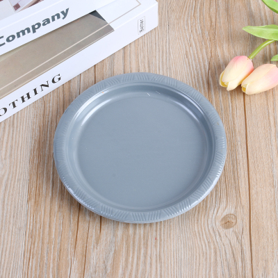 Disposable round Plastic Tray Fruit Plate Fast Food Restaurant Barbecue Stall Plate Colorful Color Matching Factory Direct Sales