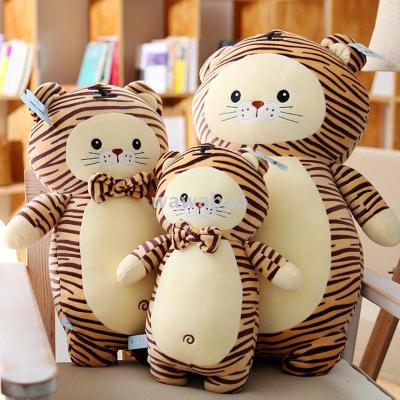 Cute tie tiger plush toy tiger doll tiger creative pillow doll