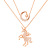 Factory direct selling unicorn star moon necklace folded a double split collarbone chain pendant accessories wholesale