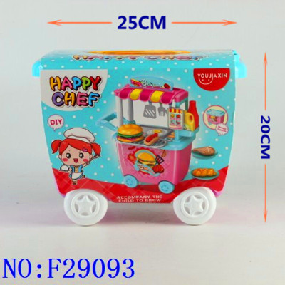 Children toys wholesale boys and girls play every hand push western food truck set F29093