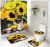  sunflower-printed shower curtain floor mat 4 sets bathroom mat set partition curtain amazon hot seller