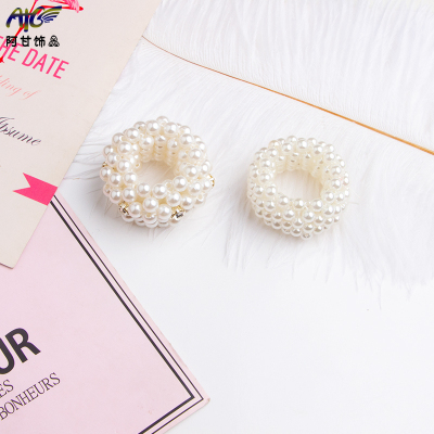 Pearl hair ring adult rubber band ponytail hair rope web celebrity hair ornaments contracted Korean headrope female