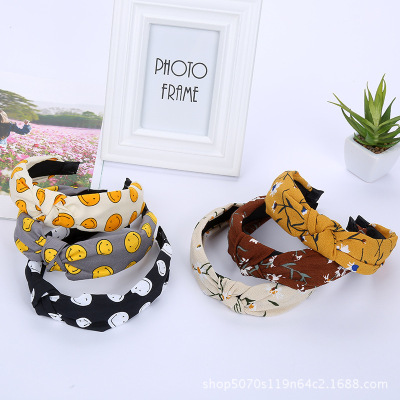 Wholesale New Korean cloth wide edge tie headband women's face set headband small fresh hair headband wholesale