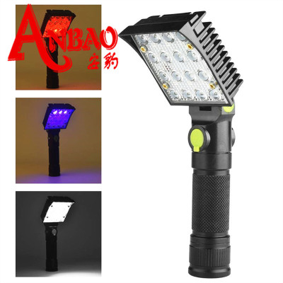 Folding USB Charging Auto Inspection Lamps Work Light Handheld Mobile LED Floodlight Red Blue Light Signal Lamp