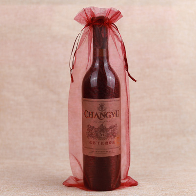 Factory in Stock Wholesale 15x37 Drawstring Red Wine Packaging Gauze Bag Color Can Be Customized