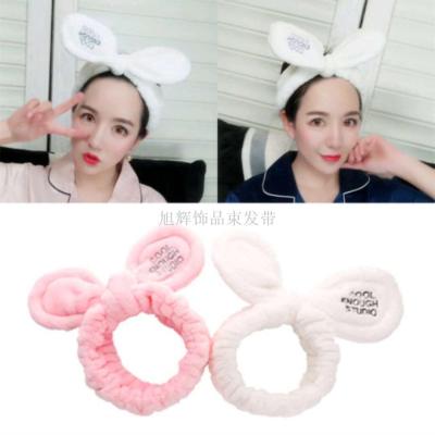 New style hair decoration letter hairband rabbit hair band bow hair band flannelette sports headwear factory