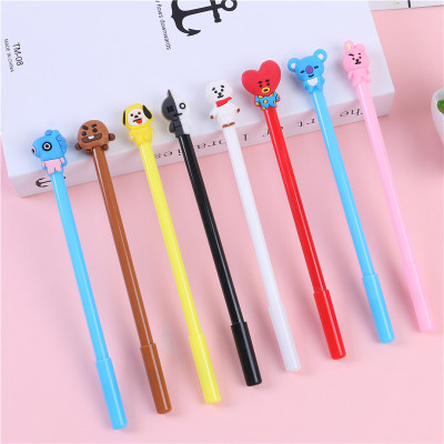 Cartoon Shape Cute Student Stationery Candy Color Plastic Gel Pen Black Gel Ink Pen Wholesale