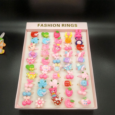 Korean cartoon design children's ring student pink trinket lovely ring ring girl toy gift