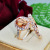 Rongyu hot sell rose gold plated zircon ring wedding birthday gifts champagne couples ring