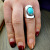 Rongyu hot sale inlaid natural turquoise isolated ring European and American fashion hot style hip-hop personality ring
