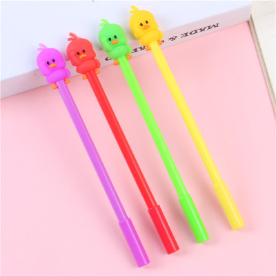 Cyber Celebrity Little Yellow Duck Girls Cute Gel Pen Student Creativity Stationery Black Writing Ball Pen Wholesale