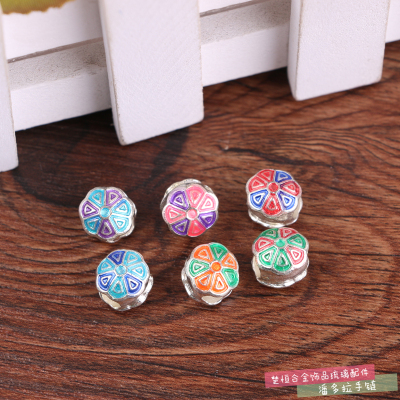 DIY jewelry accessories alloy drop oil colorful large hole ball 925 silver bracelet beads loose beads