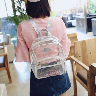 Korean New Summer Transparent Laser Sequined Harajuku Soft Girl Student Women's Backpack Mini Small Backpack School Bag Women's Bag