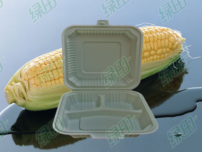 Three-compartment 1000ml environment-friendly degradable cornstarch disposable tableware disposable packaging box