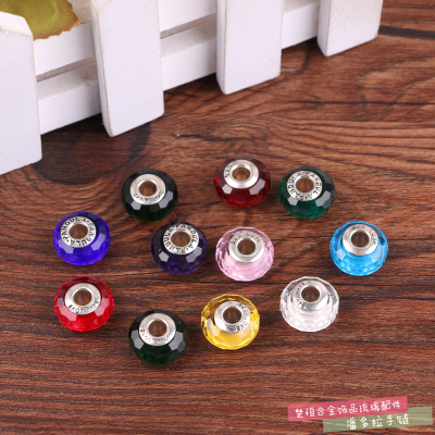 Cut glass beads crystal beads large hole pandoona bracelet accessories DIY accessories loose beads round