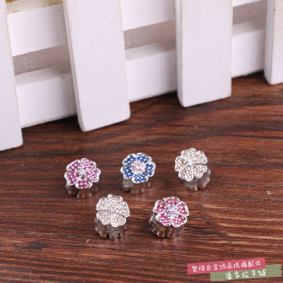 Five petal flower modeling DIY beads bracelet with beads fashion trend 925 silver jewelry modeling delicate and charming