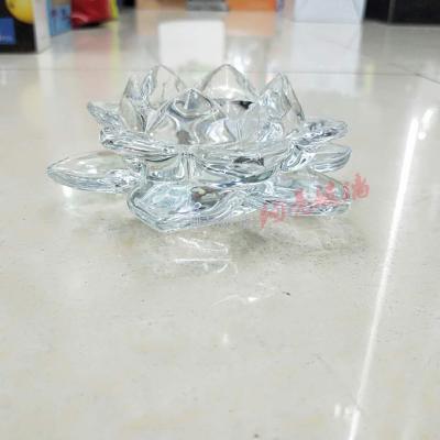 Transparent glass lotus candlestick  crystal lamp decoration glass candle