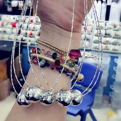 S925 sterling silver collar sterling silver necklace silver bead drop ball fashion shiny silver ball personality fashion birthday gift