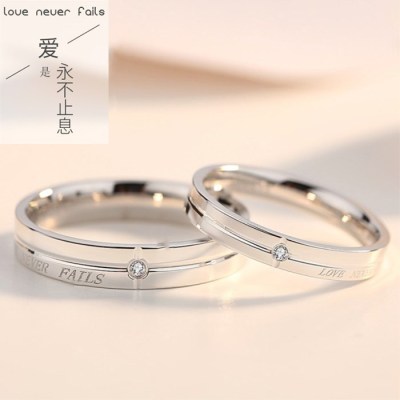 925 pure silver Japanese and Korean couple rings a couple of students ring simple wedding ring