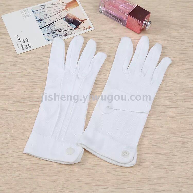 礼仪白三筋带扣白手套 阅兵执勤演出手套保安开车礼宾手套批发