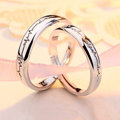 Sterling silver couple rings S925 sterling silver couple rings fashion men's and women's ecg opening ring ring ring ring ring ring