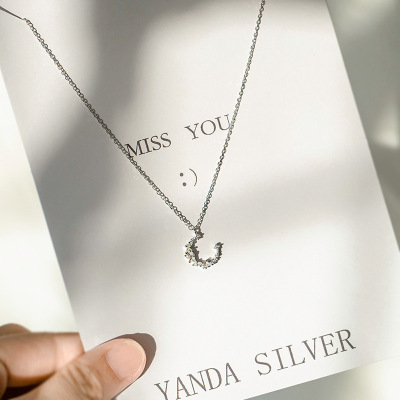 Moonlight stars 925 silver necklace female joker clavicle chain small fresh Japanese and Korean version of students to send girlfriend bestie gifts