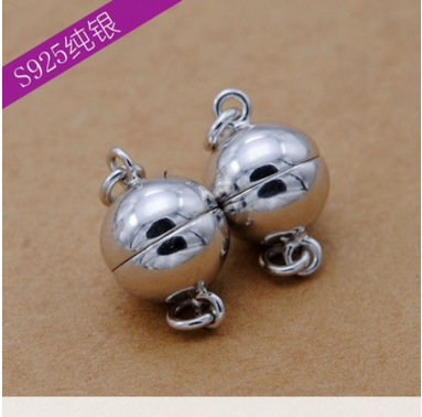 Magnet buckle circular super strong force S925 sterling silver pearl necklace buckle DIY bracelet button connection buckle