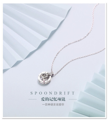 The S925 pure silver new necklace 100 languages I love you clavicle chain sea king on love chain fashion temperament web celebrity