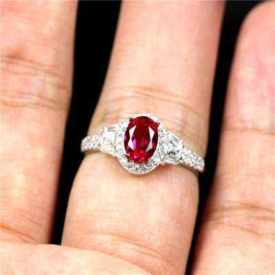 925 pure silver corundum ring female pure silver red color treasure new Japanese and Korean only beautiful silver jewelry to send girlfriend mouth