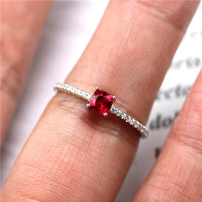 925 pure silver red corundum ring ladies ruili han version ins temperament web celebrity with the opening