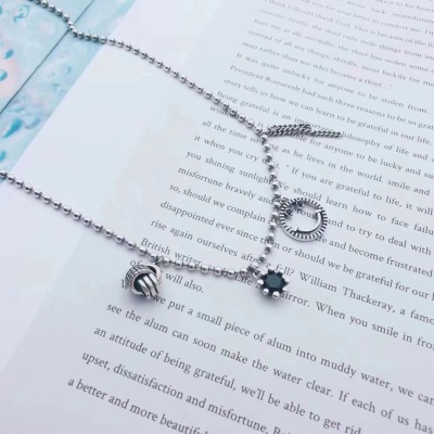 S925 pure silver new personality retro do old chain chain necklace necklace in Japan and South Korea long lovers necklace female