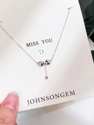Double fish necklace lady 925 pure silver kiss fish necklace simple personality clavicle chain sen series web celebrity