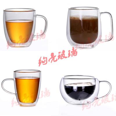 Heat-resistant double wall glass cup creative anti-hot cup heat insulation glass borosilicate water glass  juice cup