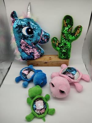 The New creative sequin unicorn pillow sequin cactus pillow as home decoration plush toys