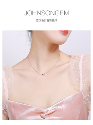 The heartbeat necklace of love 925 pure silver female understanding clavicle chain contracted and easy joker sen department tide cold wind