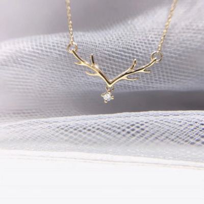 \"925 sterling silver a deer has you little red book deer \\\"has you diamond light luxury necklace