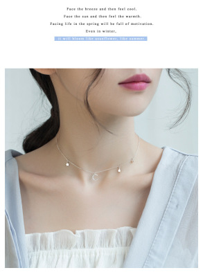 The S925 silver necklace female collarbone chain short choker Korean version of simple students joker neck accessories