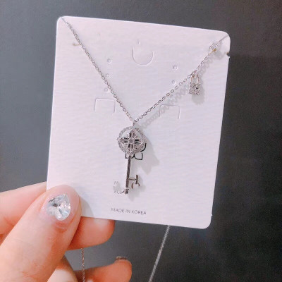 925 sterling silver necklace lucky grass key can turn the choker female collarbone chain simple schoolsen birthday gift girlfriend