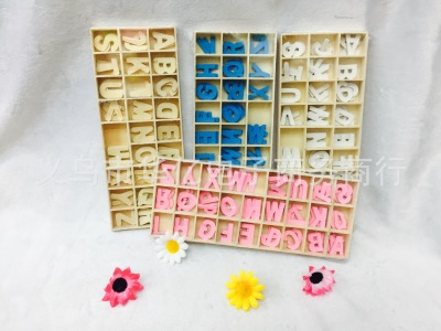 Wood plywood combination number combination Wood box blue Wood in big letters children diy