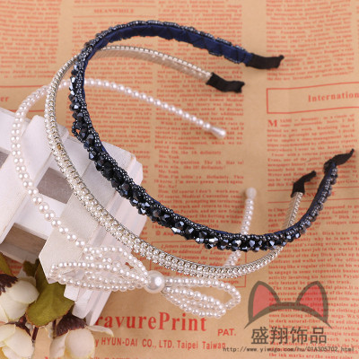 Hand-made water drill fashion sweet headband Korean version of simple non-slip hair band new pearl hair band