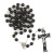 Catholic rosary black wooden beads holy father, holy mother cross religious necklace