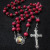 Religious Christian trinket stickers holy father the virgin and cross rosewood beads rosary necklace